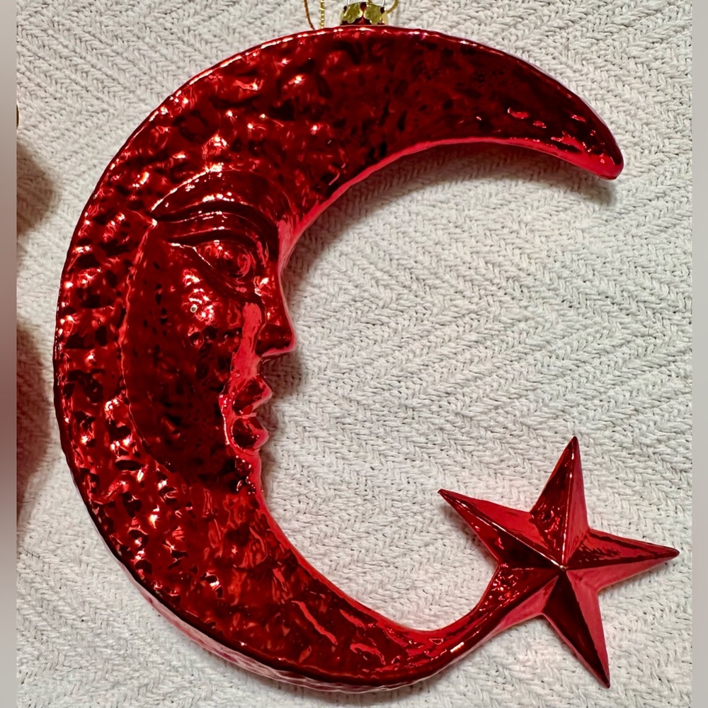 Vintage Christmas Ornament Large Ref Crescent Moon With Star